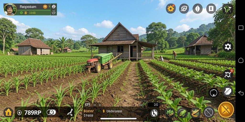 Tampilan gameplay menarik di 789RP dengan aksi bertani.