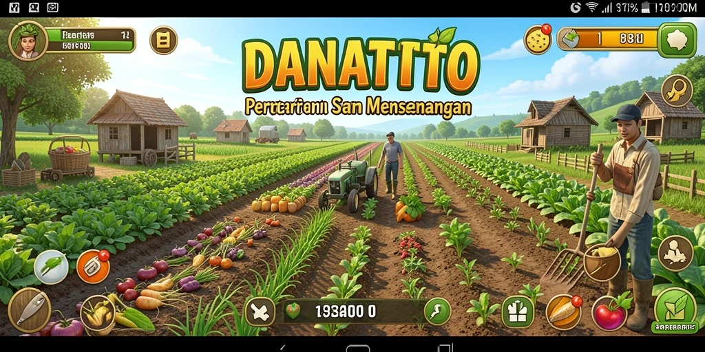 Tampilan gameplay seru dan menantang di DANATOTO yang menonjolkan pertanian.