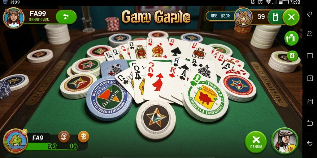Tampilan gameplay FA99 yang seru dengan suasana Gaple yang klasik.