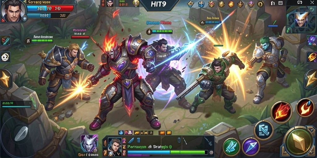 Tampilan gameplay seru di arena pertarungan HIT9.