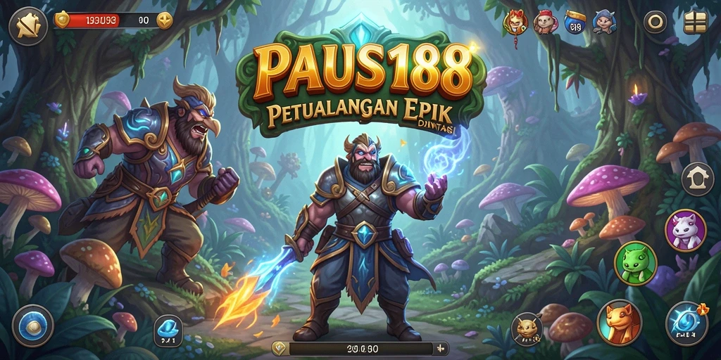 Screenshot menampilkan aksi seru dalam PAUS188 di dunia petualangan.