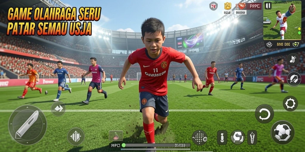 Tampilan gameplay seru dalam PCPC7 yang penuh aksi olahraga.