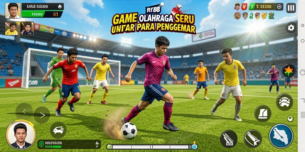 Tampilan gameplay seru dalam RI188 yang menghadirkan berbagai olahraga.