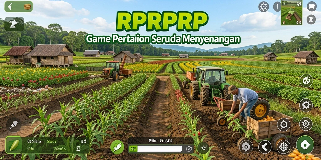 Screenshot gameplay RPRPRP menampilkan aktivitas bertani yang menarik.
