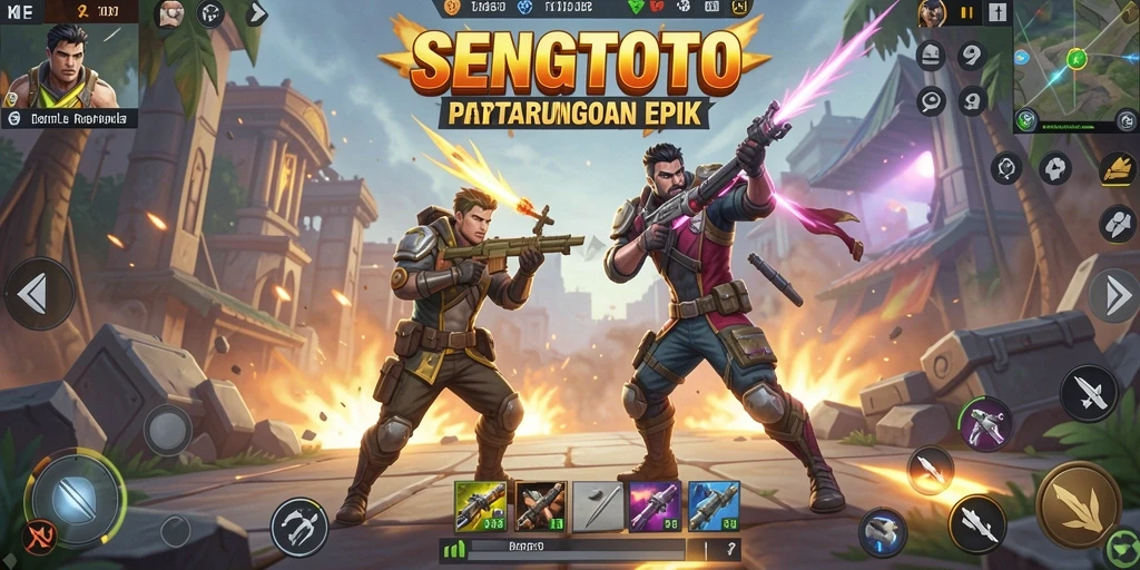 Screenshot gameplay SENGTOTO yang menampilkan aksi seru battle royale.