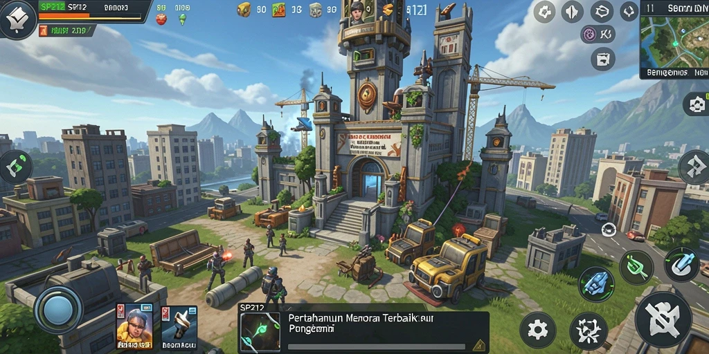 Tampilan gameplay SP212 menampilkan aksi menara pertahanan yang intens dan seru.